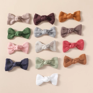 Détails de l'ensemble de 13 barrettes à nœuds en lin avec texture naturelle et coloris variés