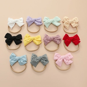 Lot de 11 bandeaux pour bébé avec nœuds en dentelle ajourée et nylon élastique doux