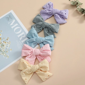 Barrettes à Cheveux Nœud en Broderie Anglaise pour Filles Épingle à Cheveux en Tissu Dentelle pour Bébé Accessoires Cheveux
