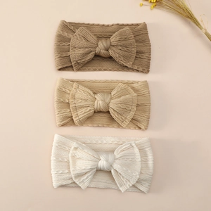 High Elastic Nylon Jacquard Baby Headband Large Bow Knot Soft Infant Hair Band Wide Turban Newborn Toddler Girls Headwear Accessory