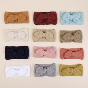 Bandeau Bébé Tricoté Avec Nœud en Nylon Doux Bandeau Élastique Accessoires Cheveux Mignons Pour Nourrissons Tout-Petits Enfants