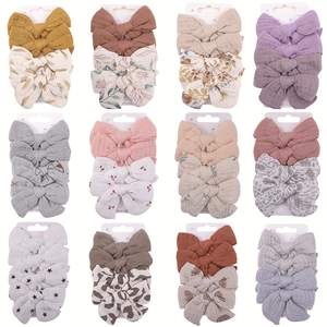 Handmade Baby Girl Cotton Bow Hair Clips Collection Embroidered Floral Solid Color Infant Toddler Hairpins Accessories
