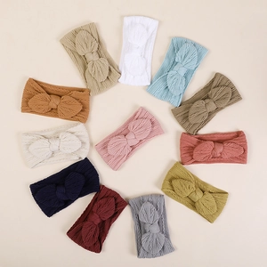 Lot de 12 bandeaux bébé en nylon jacquard avec grands nœuds en couleurs assorties
