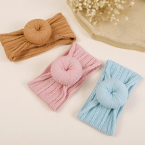 Bandeau en Nylon Élastique pour Bébé Fille Maille Côtelée Douce Nœud Donut Bandeau Jacquard Accessoires Cheveux Bébé