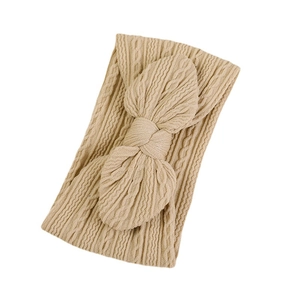 Bandeau en tricot pour bébé en nylon avec grand nœud jacquard couleur beige crème