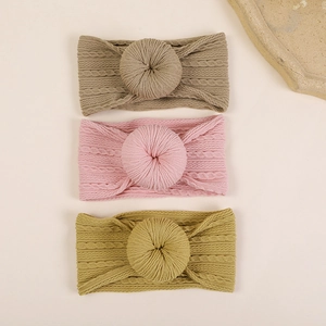 Lot de 3 bandeaux bébé en tricot doux avec nœuds donut jacquard en couleurs assorties