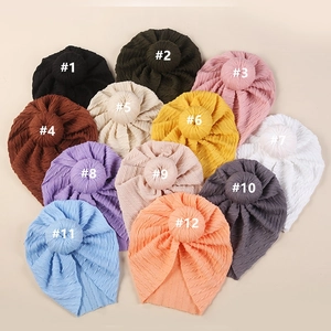 Baby Turban Hat Cable Knit Donut Knot Headwrap Solid Color Ribbed Beanie For Newborn Infant Toddler Girls Winter Headwear
