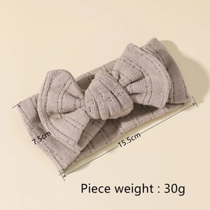 Fascia neonato in cotone a maglia con grande fiocco a coste color avena per bambini