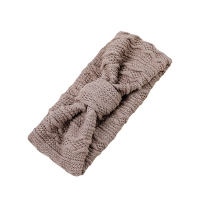 Bandeau bébé en maille torsadée mauve avec nœud pour tenues d'automne et d'hiver