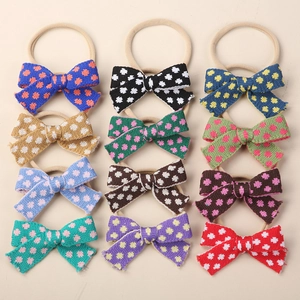 Knitted Bow Baby Headband Soft Elastic Nylon Polka Dot Floral Hairband For Newborn Infant Toddler Kids Hair Accessories