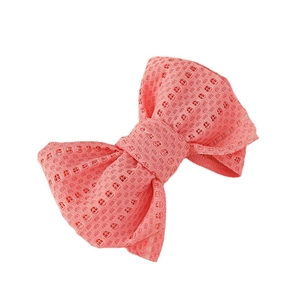 Fermaglio per capelli con fiocco in rete rosa per bambina con trama a nido d'ape