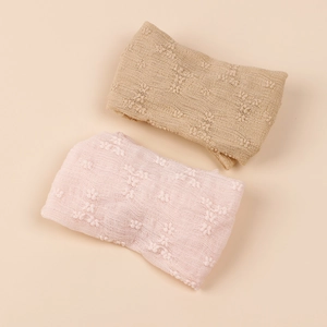 Lot de deux bandeaux élastiques pour bébé avec nœud en maille rose tendre et kaki