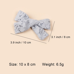 Lace bow hair clip in light blue with size 10x8cm and weight 6.5g specifications
