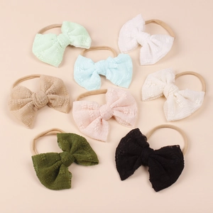 Soft Baby Girl Bow Headband Elastic Nylon Lace Mesh Hair Band Sweet Newborn Toddler Hair Accessory For Daily Party Gift