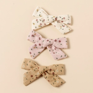 Barrettes à Cheveux Nœud Floral Enfants Tissu de Coton Douces Pinces à Cheveux Style Pastoral Accessoires