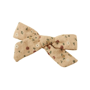 Barrettes à cheveux à nœud en coton pour filles avec un motif floral rustique crème