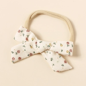 Baby-Haarband mit Blumenmuster-Schleife aus weichem Nylon in zarten Farben