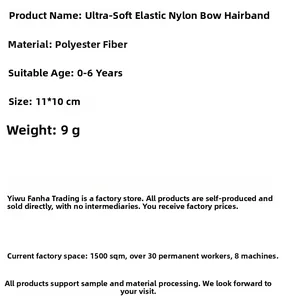Specifications of the soft elastic nylon bow headband for infants aged 0-6 years
