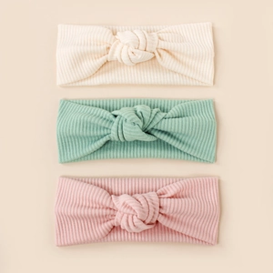 Ribbed Knit Baby Headband Soft Elastic Bow Knot Infant Hair Band For Toddler Girls Solid Color Simple Hair Accessories