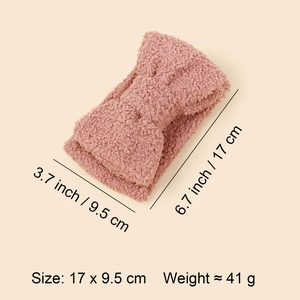 Rosa Teddy-Fleece Stirnband für Kinder mit Schleife, weiches Material, 17 x 9,5 cm