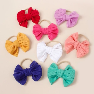 Kids Lace Mesh Bow Hairband High Elastic Nylon Headband Soft Bowknot Hair Accessories For Toddler Baby Girls