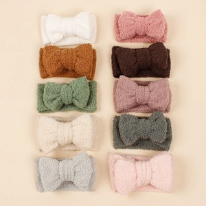 Winter-Stirnband für Kinder mit großer Schleife aus Fleece in zehn Farben