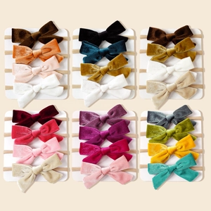 Ensemble de Bandeaux Bébé en Velours Doux avec Nœud pour Nourrisson et Petite Fille Bandeaux Cheveux Noués en Nylon Élastique