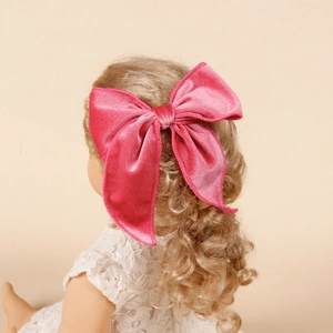 Large Velvet Bow Hair Clip For Girls Kids Handmade Swallowtail Hairpin Sweet Princess Solid Color Hair Accessories