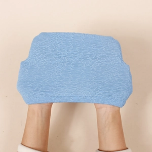 Sky blue waffle knit baby turban hat with high elasticity and soft bow detail