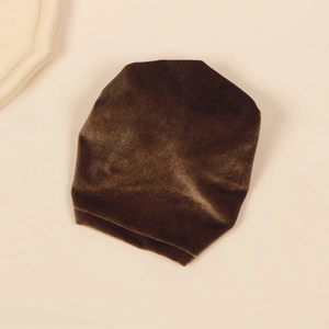 Deep brown velvet baby turban hat for winter with soft silky finish and warm texture