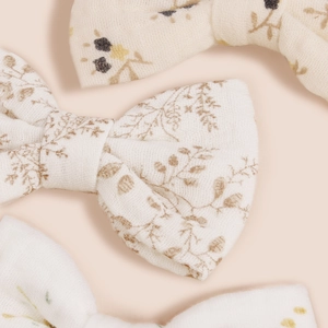 Barrettes à cheveux nœud en coton imprimé floral pour filles aux tons terreux vintage