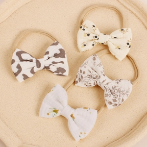 Baby Mädchen Blumen Schleife Stirnband Elastisches Weiches Nylon Haarband Handgefertigte Baumwolle Schleifen Kleinkind Haarschmuck