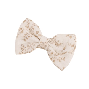 Barrette à cheveux noeud en coton pour filles avec motifs botaniques vintage et texture tissu