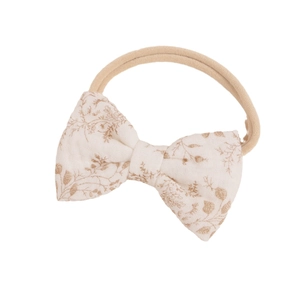 Baby Haarband mit Blumenmuster Schleife und weichem elastischem Nylon in Erdtönen