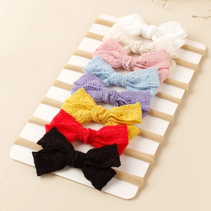 Baby Mädchen Spitze Schleife Stirnband Hochelastisch Weiches Nylon Haarband Handgefertigte Stickerei Blume Kleinkind Haarschmuck