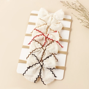 Bandeau Bébé Nœud en Dentelle Brodé Floral Bandeau Élastique en Nylon pour Nourrissons Enfants Accessoires Cheveux