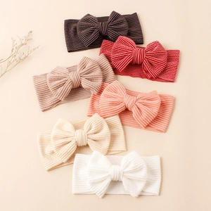 Lot de 6 bandeaux pour bébé avec grands nœuds en maille côtelée extensible