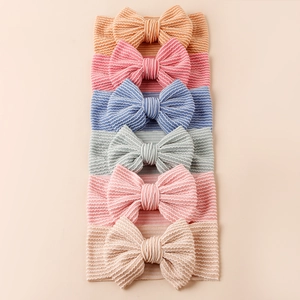 Lot de 6 bandeaux bébé en maille côtelée avec de grands nœuds en couleurs assorties