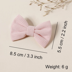 Pince à cheveux rose avec nœud rayé pour filles, dimensions précises 8,5cm x 5,5cm
