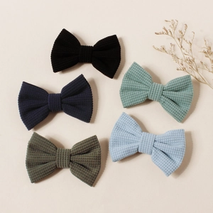 Barrettes à Cheveux Nœud pour Enfants Velours Côtelé Plaid Nœud Papillon Pinces à Bec de Canard Couleur Unie Accessoires Cheveux Filles