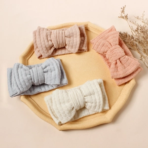 Baby Waffle Knit Double Layer Bow Headbands Soft Stretchy Ribbed Hairband For Infants Toddlers Kids Hair Accessories
