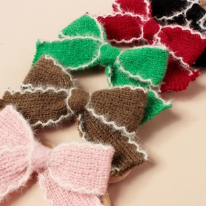 Bandeaux bébé en peluche tricotée avec bordure en fourrure rose, marron, vert, rouge et noir