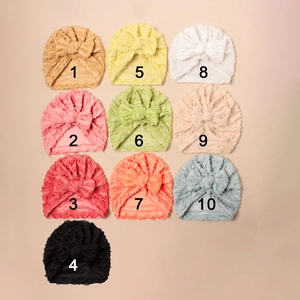 Dettagli di fasce per neonati in maglia plissettata con fiocchi in dieci colori