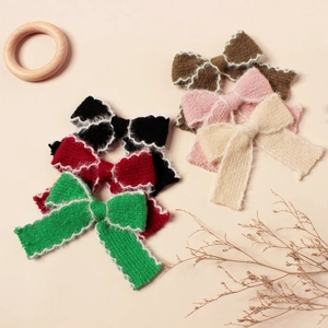 Mollette per Capelli con Fiocco a Maglia per Bambini Ragazze Fermagli in Lana Fatti a Mano Accessori per Capelli Autunno Inverno
