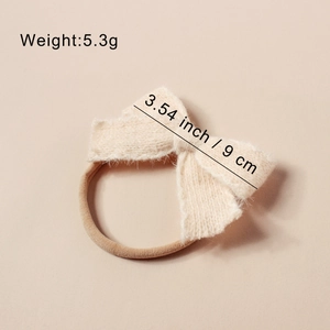Bandeau à nœud en tricot pour bébé avec bande en nylon élastique et nœud de 9 cm