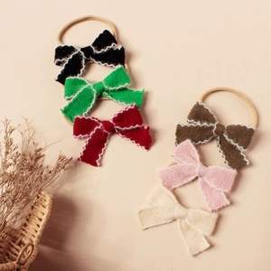 Lot de six nœuds tricotés faits à la main sur bandeaux élastiques en nylon pour bébés