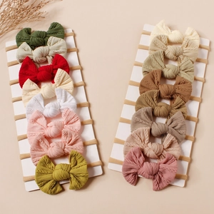 Flachbild von 15 bunten Jacquard-Schleifen-Stirnbändern für Babys mit elastischen Bändern
