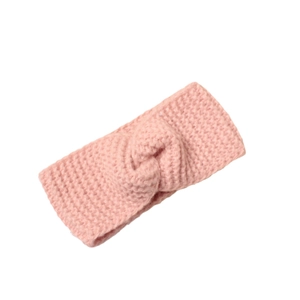 Bandeau croisé en tricot rose pour enfant en laine chaude pour l'hiver et le sport