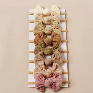 Säugling Baby Weiches Nylon Zopfmuster Schleife Stirnband Hochelastisches Rippstrick Haarband Süße Mädchen Prinzessin Haarschmuck