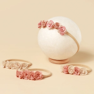 Bandeau Bébé Fleur de Rose Doux Nylon Élastique Bandeau Cheveux pour Enfants Filles Accessoires Cheveux Quotidien Photo